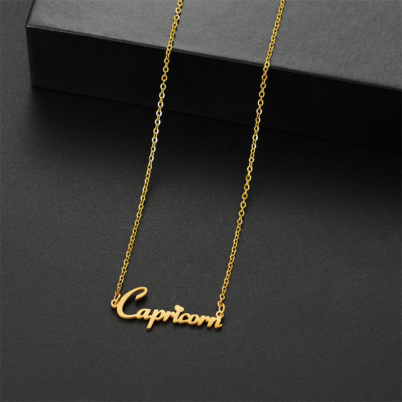 Wholesale Stainless steel twelve zodiac signs English jewelry